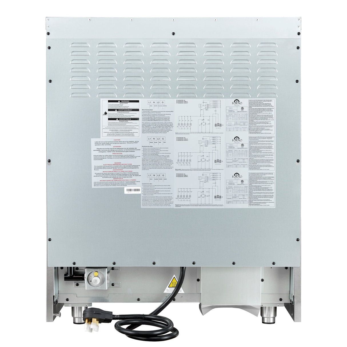 FORNO Galiano 30" 4.32 cu. ft. French Door Dual Fuel Range with 5 Sealed Burners in Black with Antique Brass Accents, FFSGS6356-30BLK