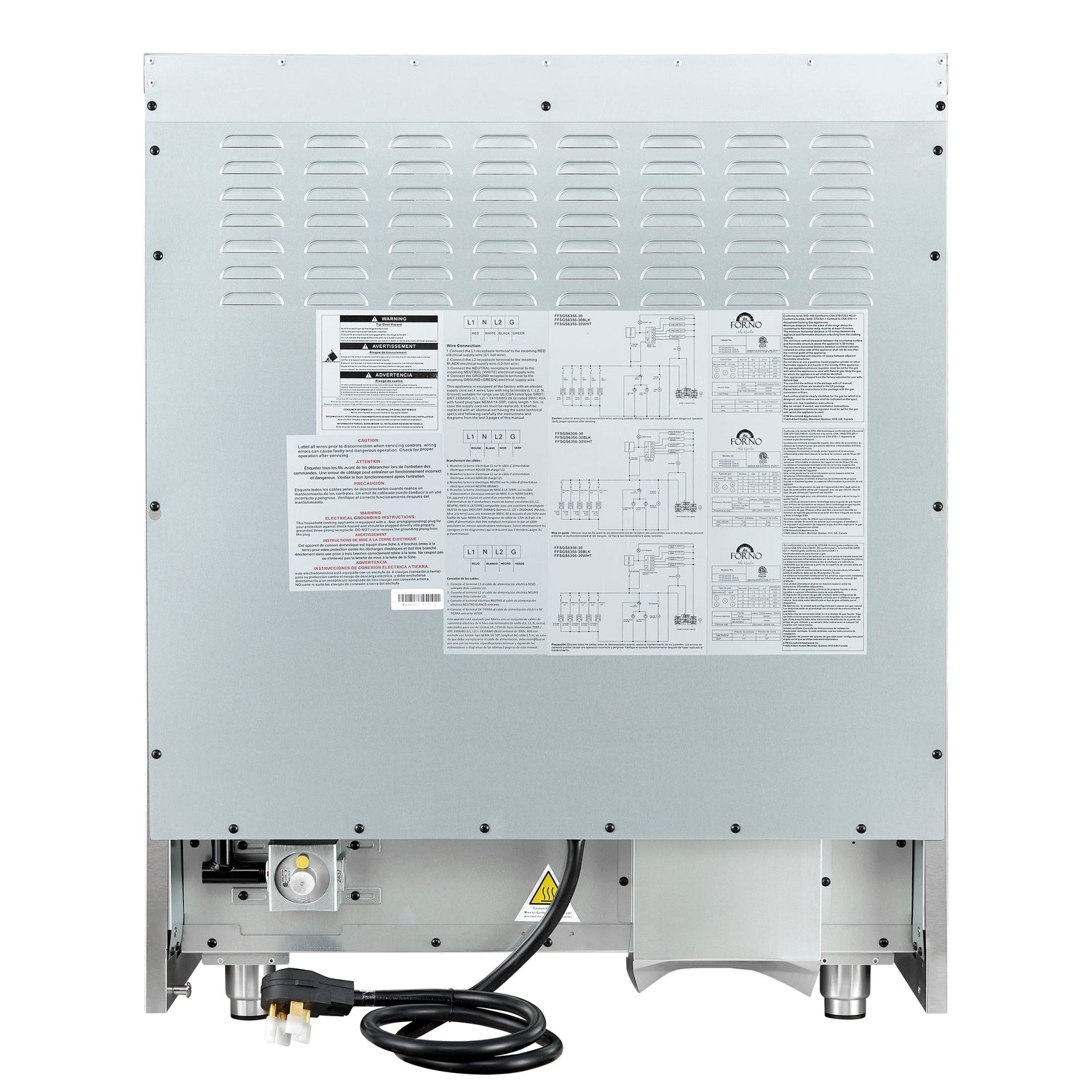 FORNO Galiano 30" 4.32 cu. ft. French Door Dual Fuel Range with 5 Sealed Burners in Black with Antique Brass Accents, FFSGS6356-30BLK