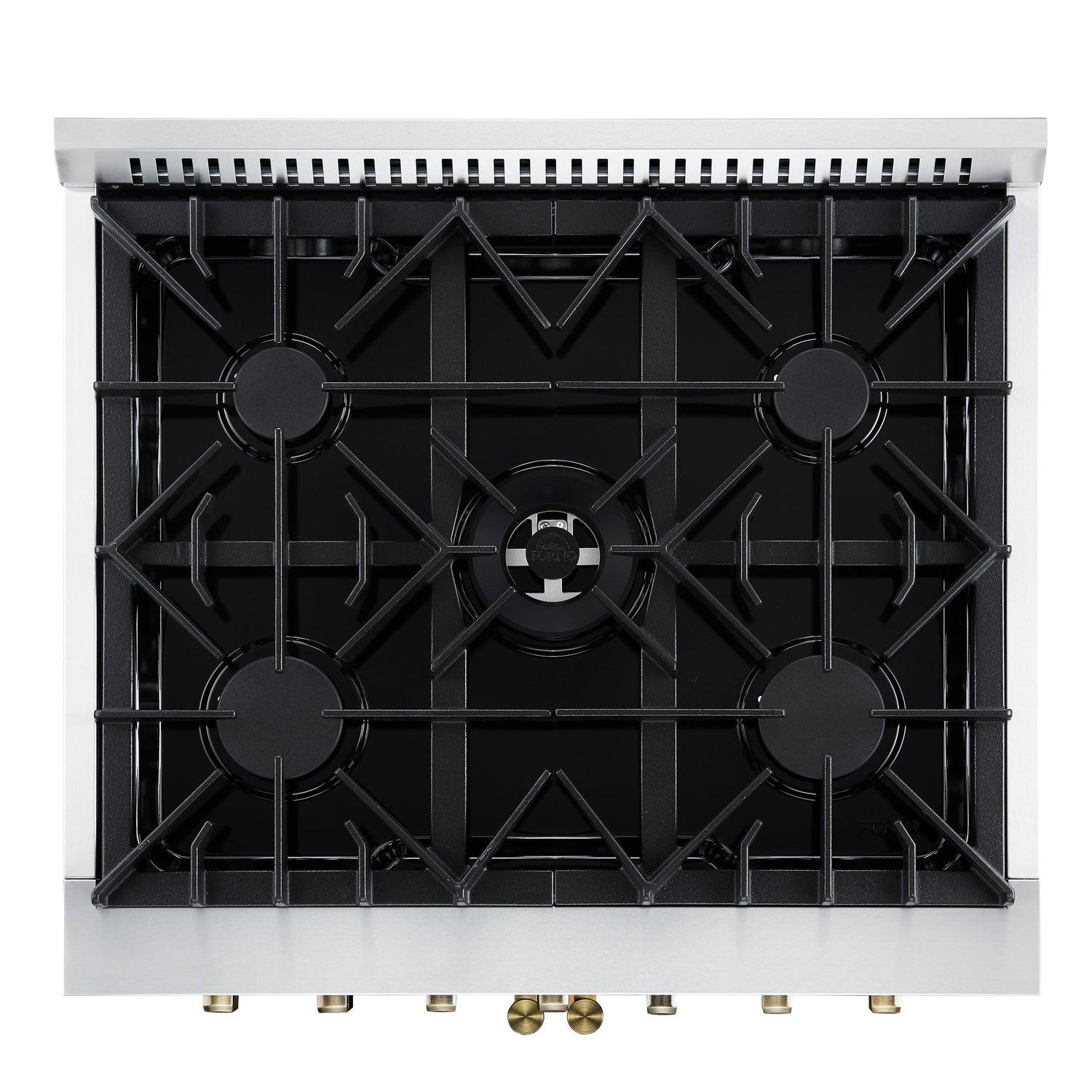 FORNO Galiano 30" 4.32 cu. ft. French Door Dual Fuel Range with 5 Sealed Burners in Black with Antique Brass Accents, FFSGS6356-30BLK