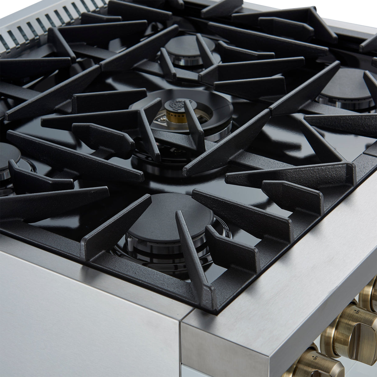 FORNO Galiano 30" 4.32 cu. ft. French Door Dual Fuel Range with 5 Sealed Burners in White with Antique Brass Accents, FFSGS6356-30WHT