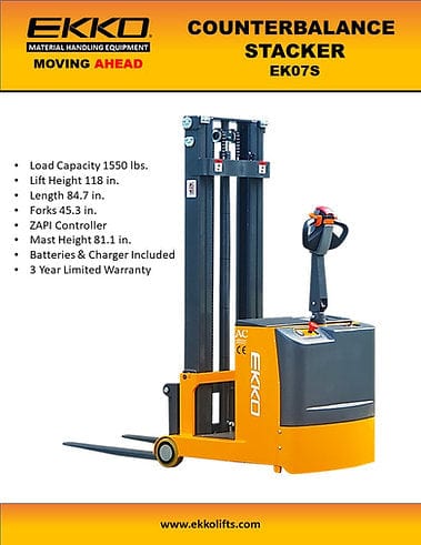 Ekko Counterbalance Walkie Stacker EK07S