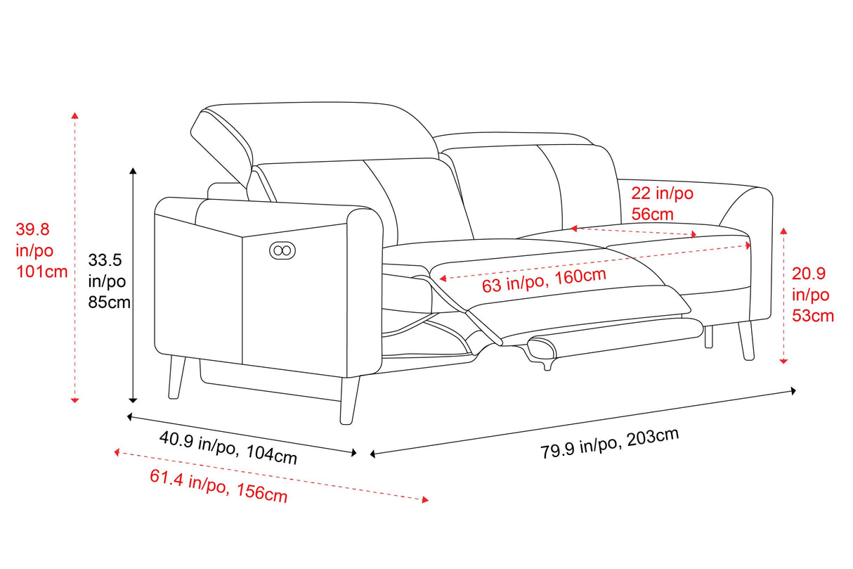 Valencia Elodie Top Grain Leather Loveseat Dual Recliners, Cognac