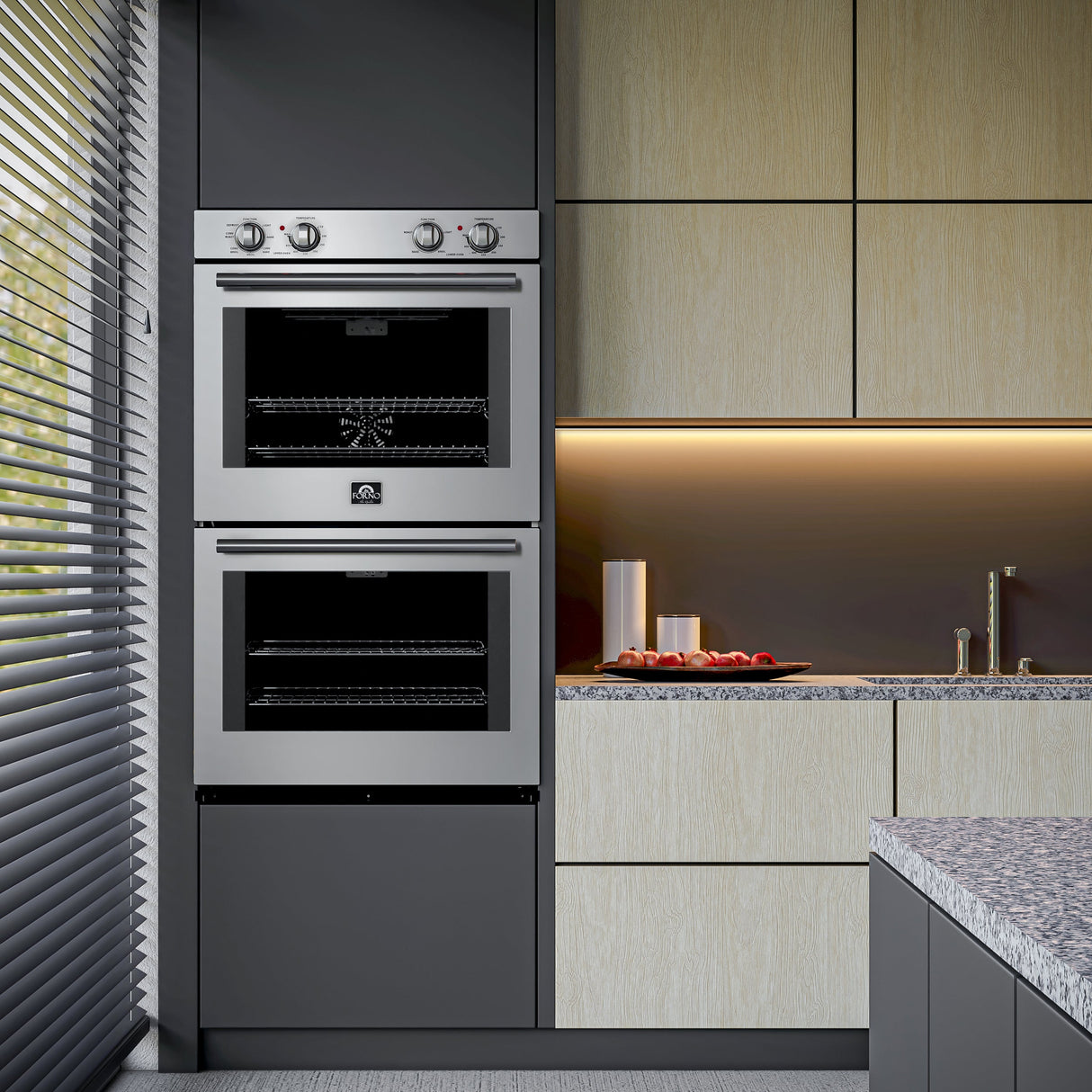 FORNO Vomero 30" 10 cu. ft. Built-In Double Electric Wall Oven in Stainless Steel, FBOEL1324-30