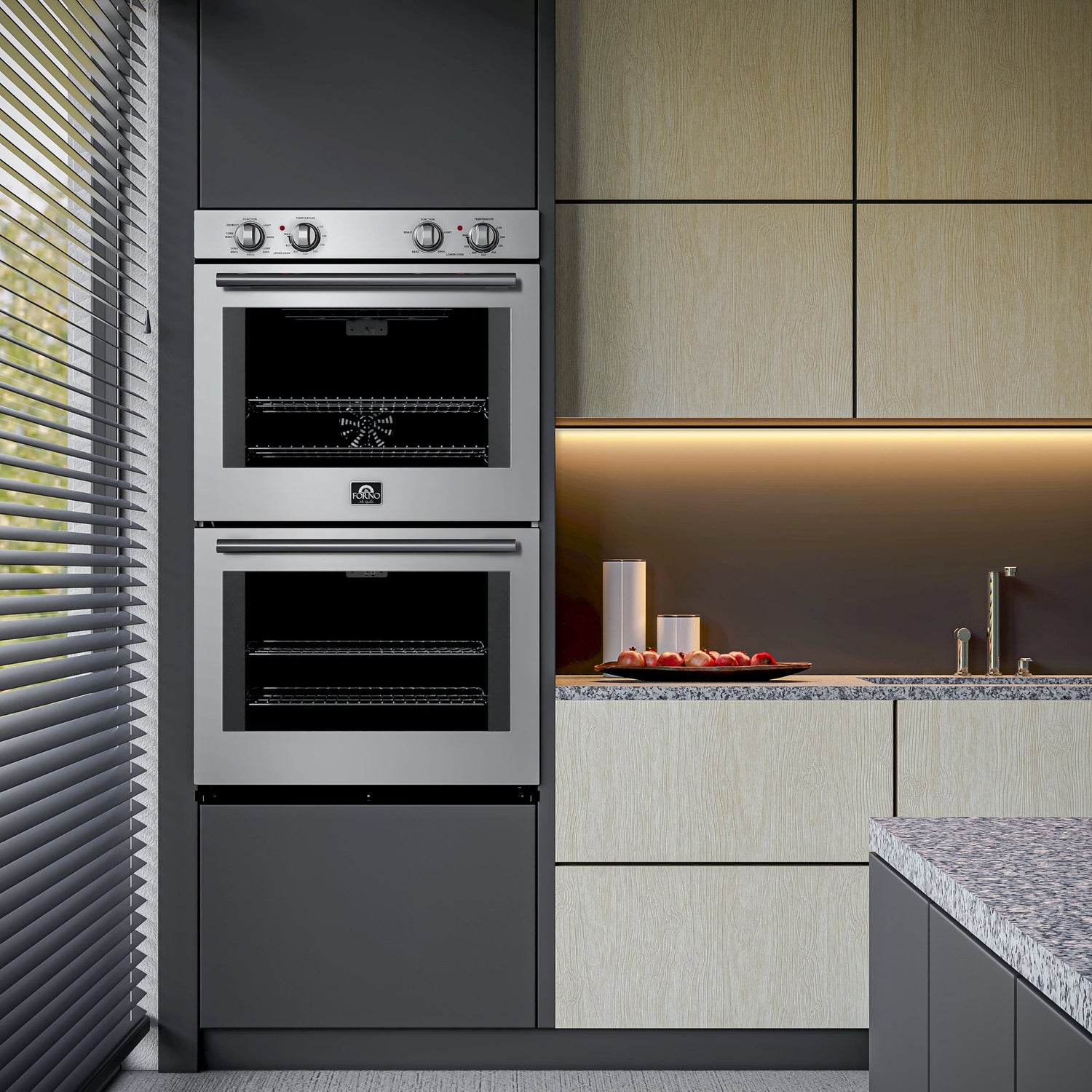 FORNO Vomero 30" 10 cu. ft. Built-In Double Electric Wall Oven in Stainless Steel, FBOEL1324-30