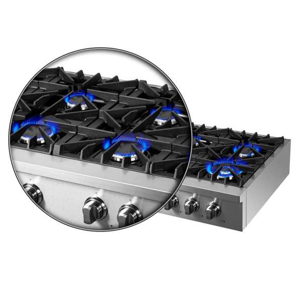 FORNO Cossato 48" Gas Rangetop with 8 Sealed Burners in Stainless Steel, FCTGS5737-48