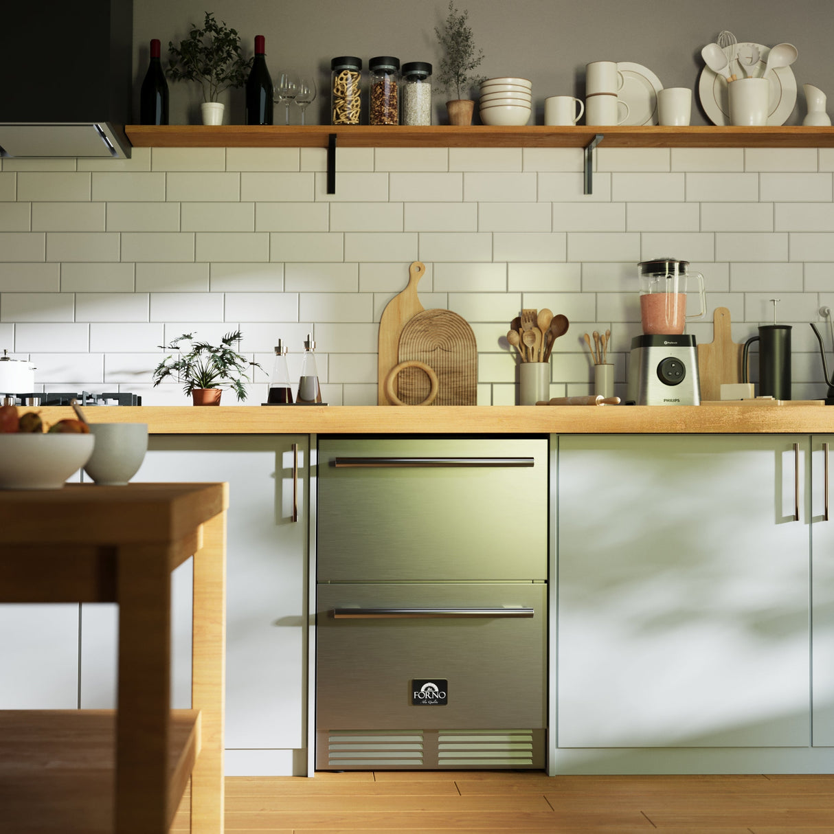 FORNO Como 24" 4.87 cu. ft. Outdoor/Indoor Drawer Refrigerator in Stainless Steel, FDROD1611-24S