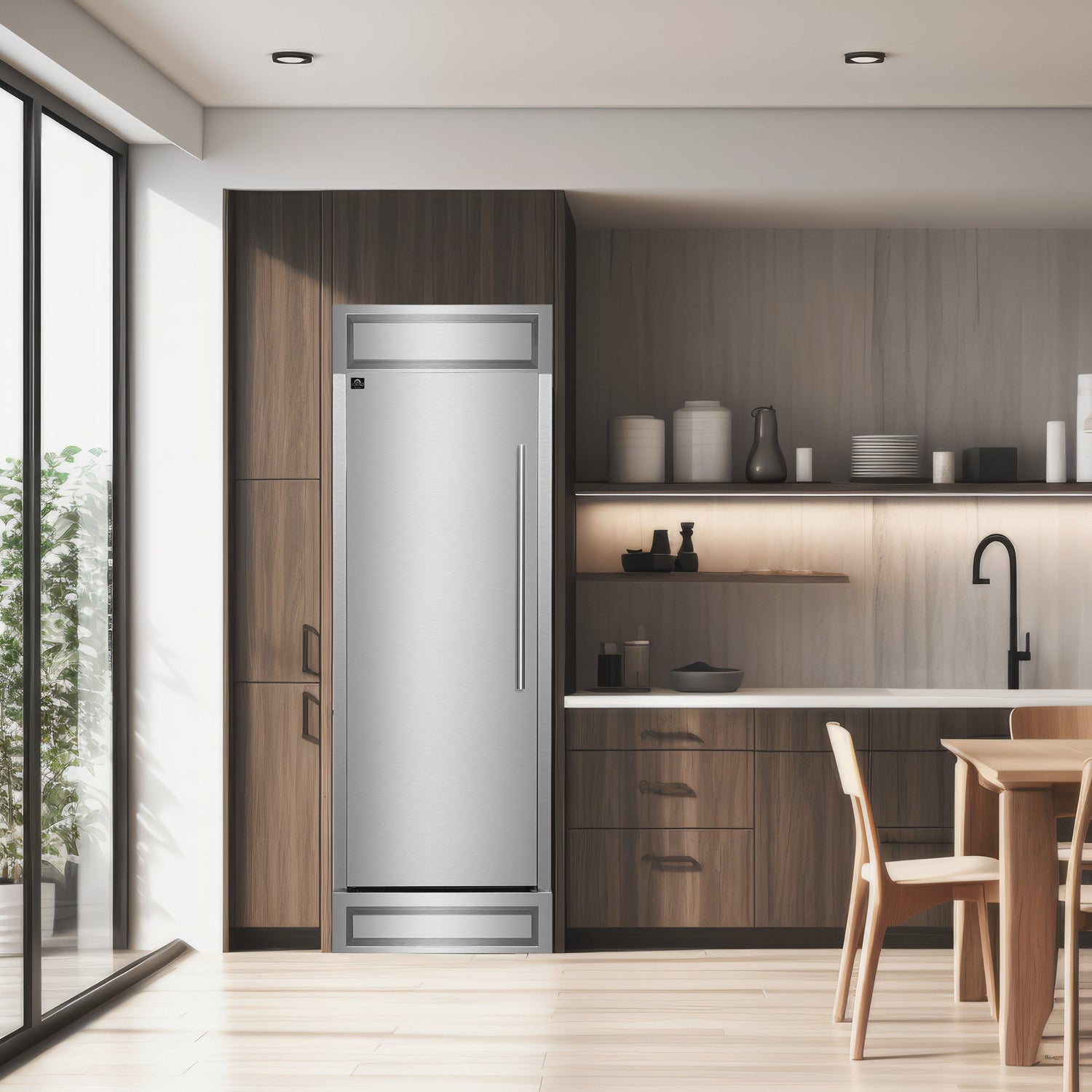 FORNO Maderno 28" 13.6 cu. ft. Left Swing Convertible Refrigerator/ Freezer with Modern Trim Kit, FFFFD1722-32LS