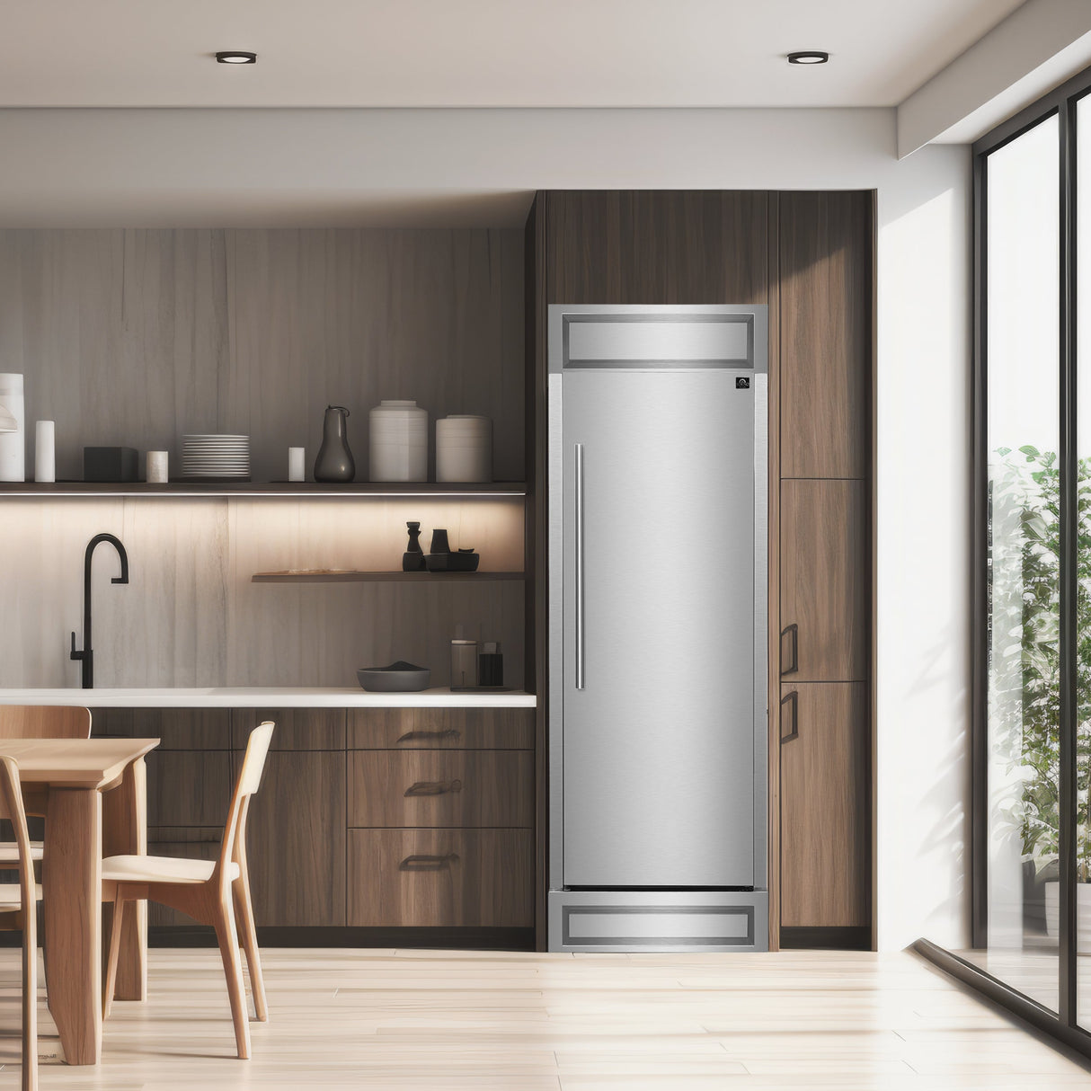 FORNO Maderno 28" 13.6 cu. ft. Right Swing Convertible Refrigerator/ Freezer with Modern Trim Kit, FFFFD1722-32RS