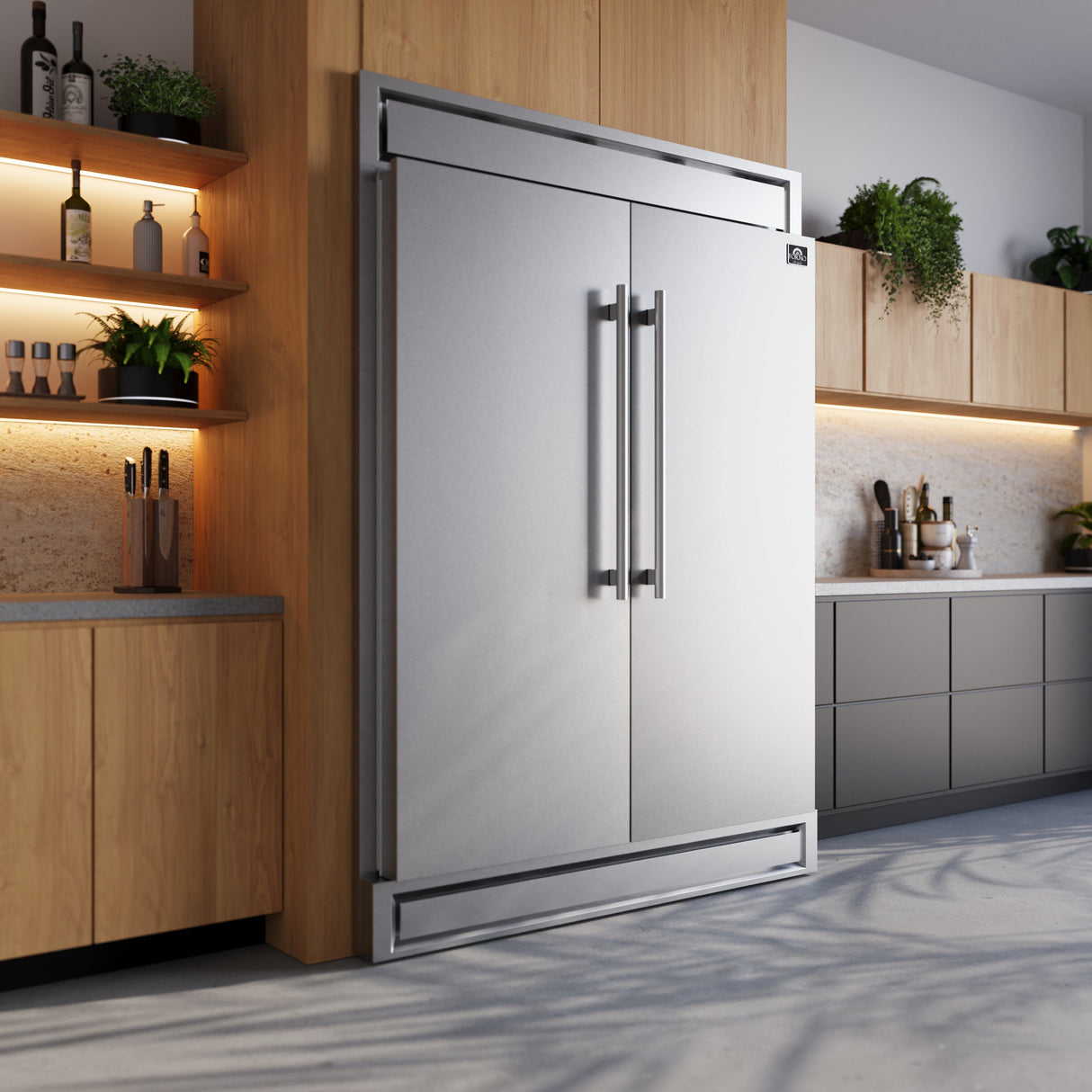 FORNO Maderno 60" 27.2 cu.ft. Convertible Refrigerator and Freezer with Modern Trim Kit, FFFFD1722-60S