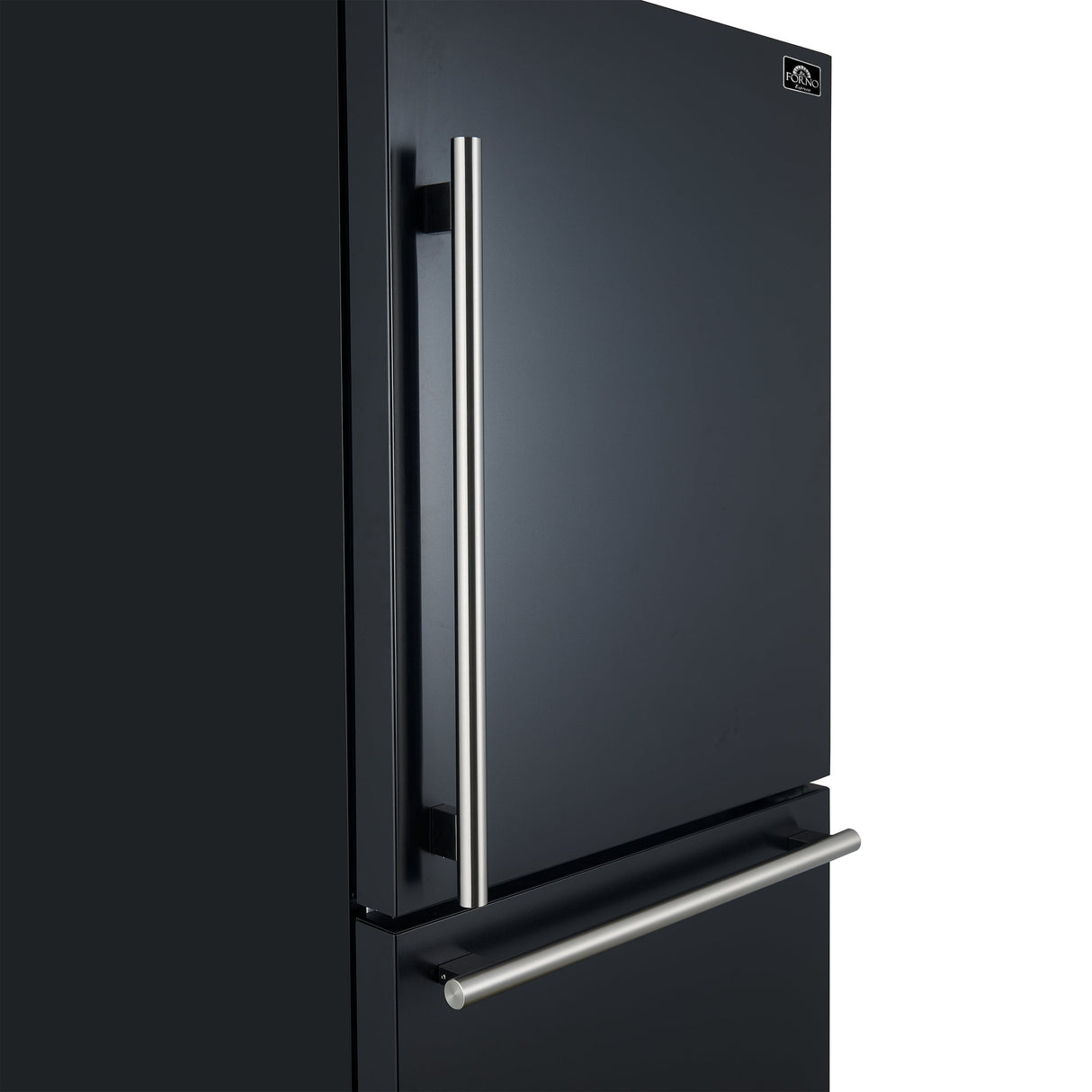 FORNO Espresso Milano 31" 17.2 cu. ft. Right Swing Refrigerator and Bottom Freezer in Black with Silver Handles, FFFFD1785-31BLK
