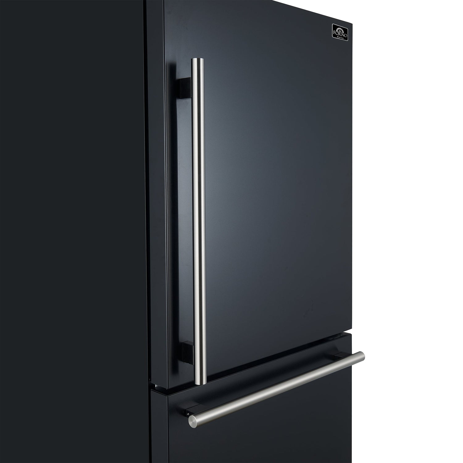 FORNO Espresso Milano 31" 17.2 cu. ft. Right Swing Refrigerator and Bottom Freezer in Black with Silver Handles, FFFFD1785-31BLK
