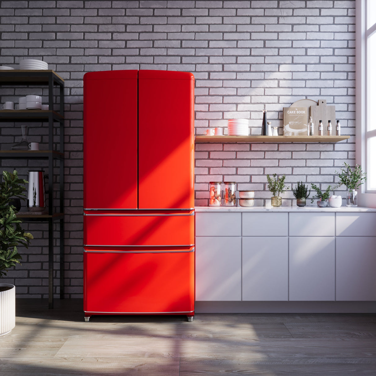 FORNO Espresso Luigi 33" 18 cu. ft. French Door Refrigerator in Red, FFFFD1791-33RED