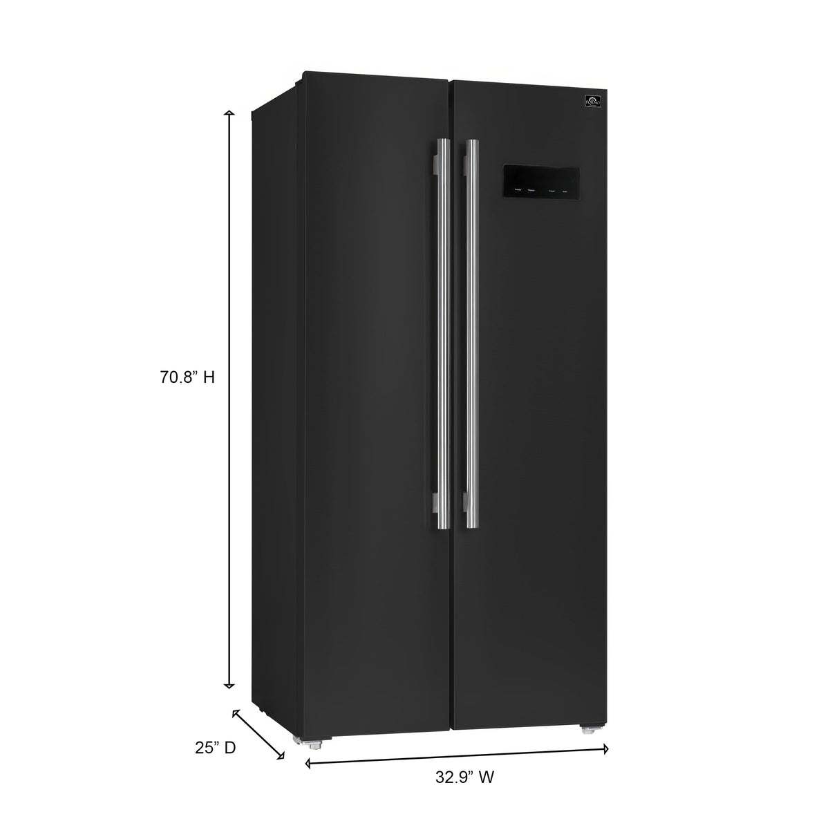 FORNO Espresso Salerno 33" 15.6 cu. ft. Refrigerator in Black with Silver Handles, FFRBI1805-33BLK
