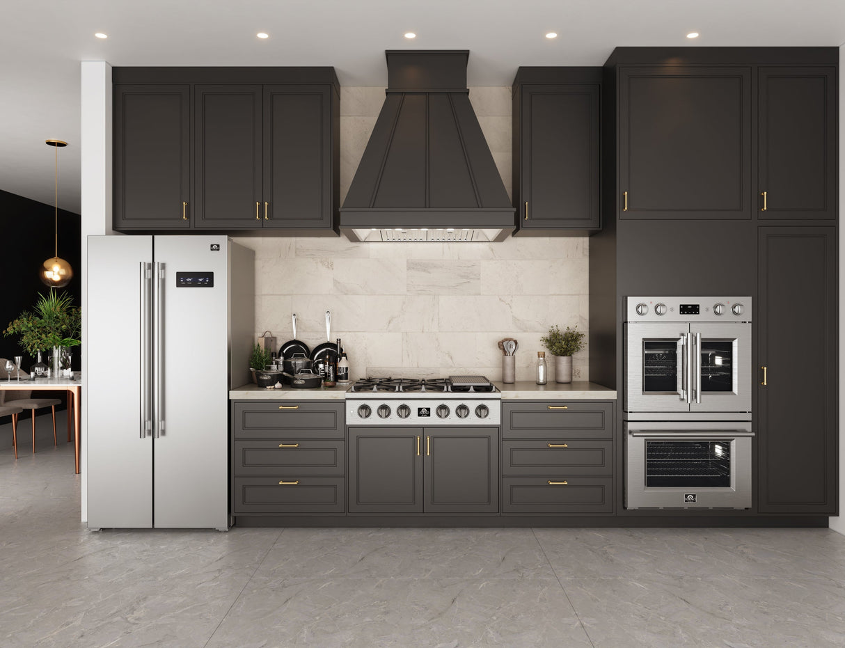 FORNO Asti 30" 7.36 cu. ft. French Door Double Electric Wall Oven with Air Fry, Self-Clean and Sous Vide, FBOEL1340-30