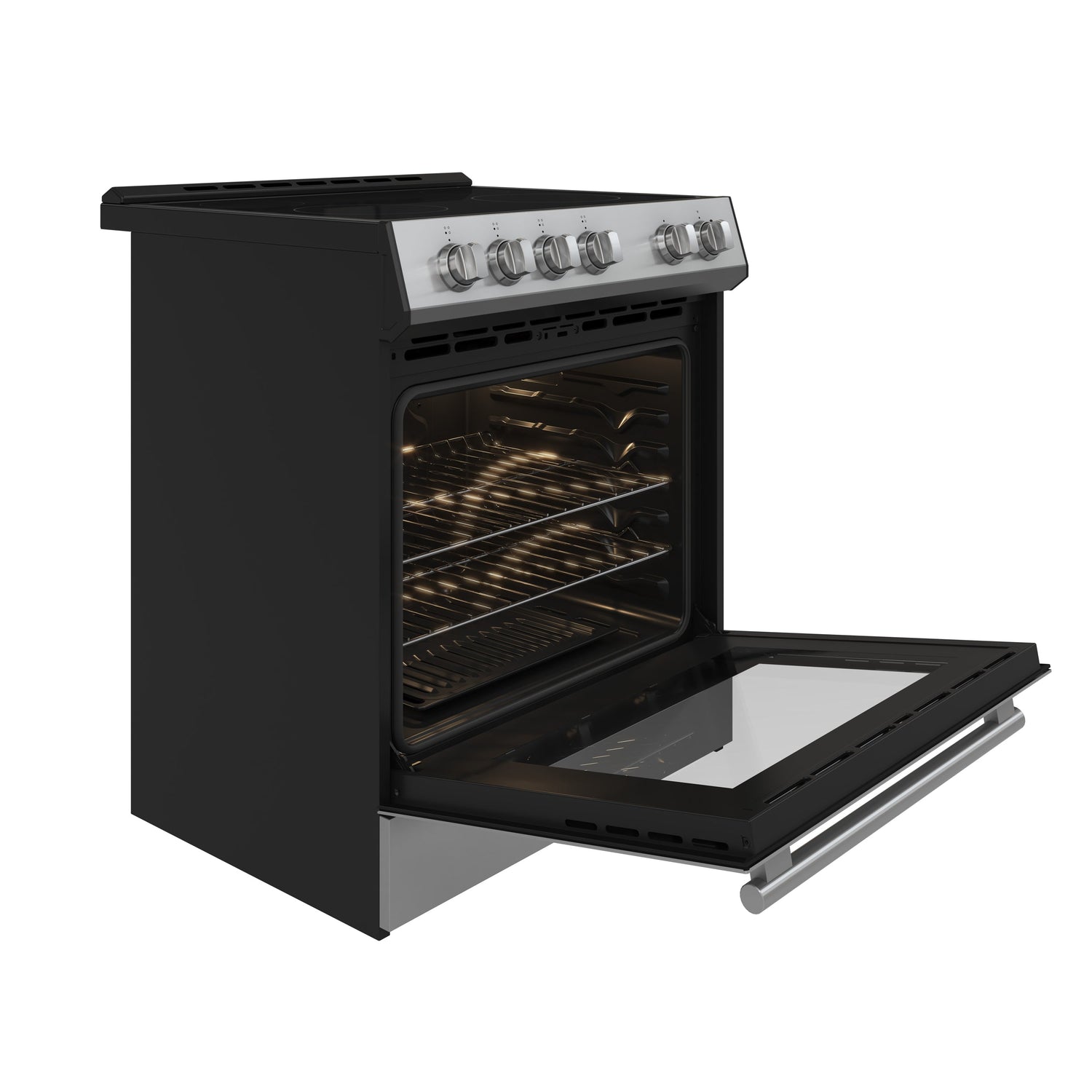 FORNO Espresso Leonardo 30" 5 cu. ft. Electric Range in Stainless Steel with Silver Handles, FFSEL6012-30