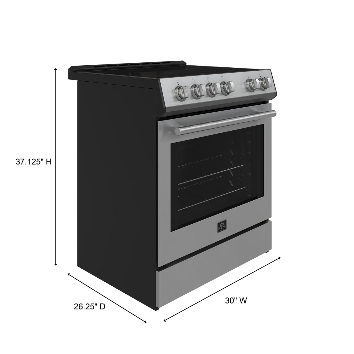FORNO Espresso Leonardo 30" 5 cu. ft. Electric Range in Stainless Steel with Silver Handles, FFSEL6012-30