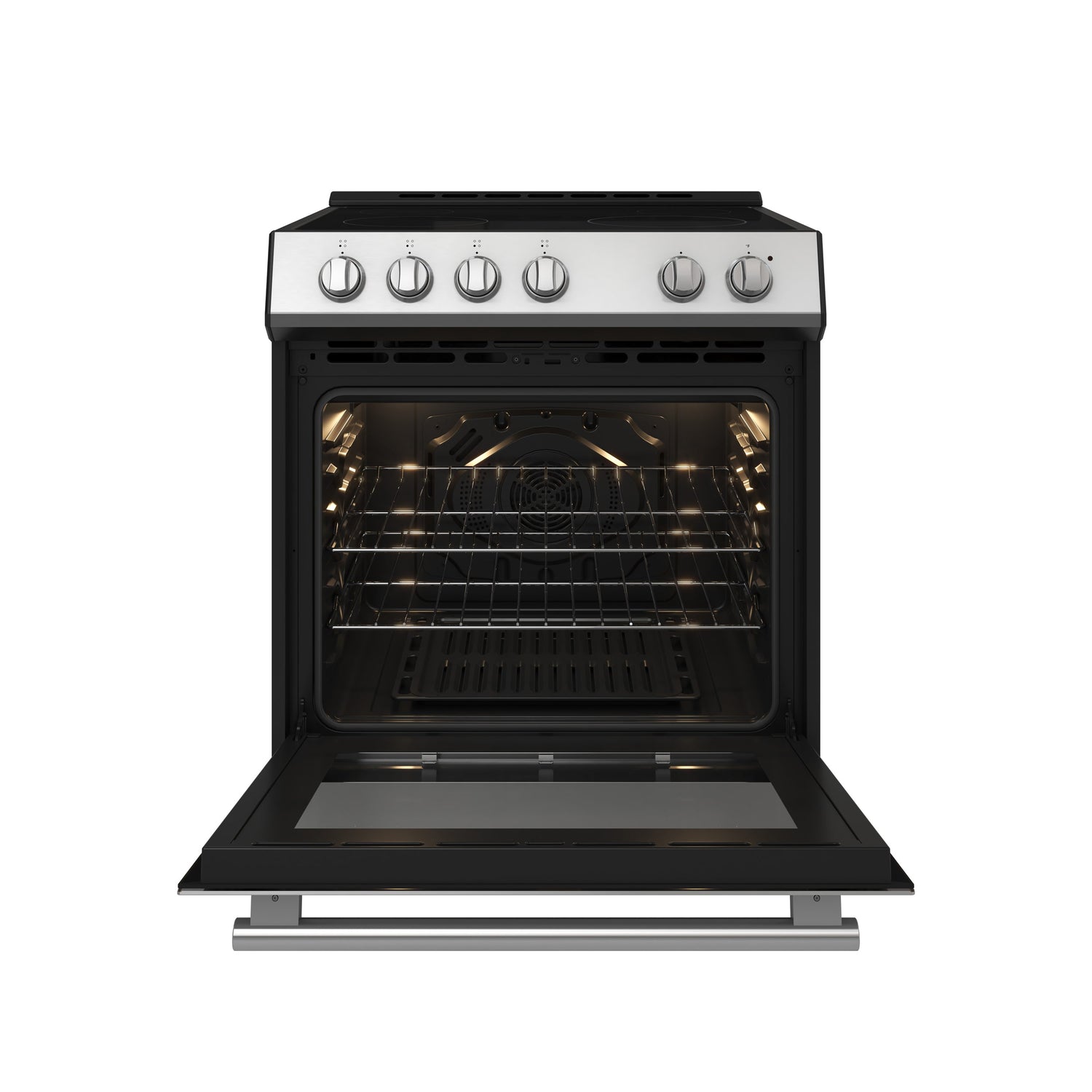FORNO Espresso Leonardo 30" 5 cu. ft. Electric Range in Stainless Steel with Silver Handles, FFSEL6012-30