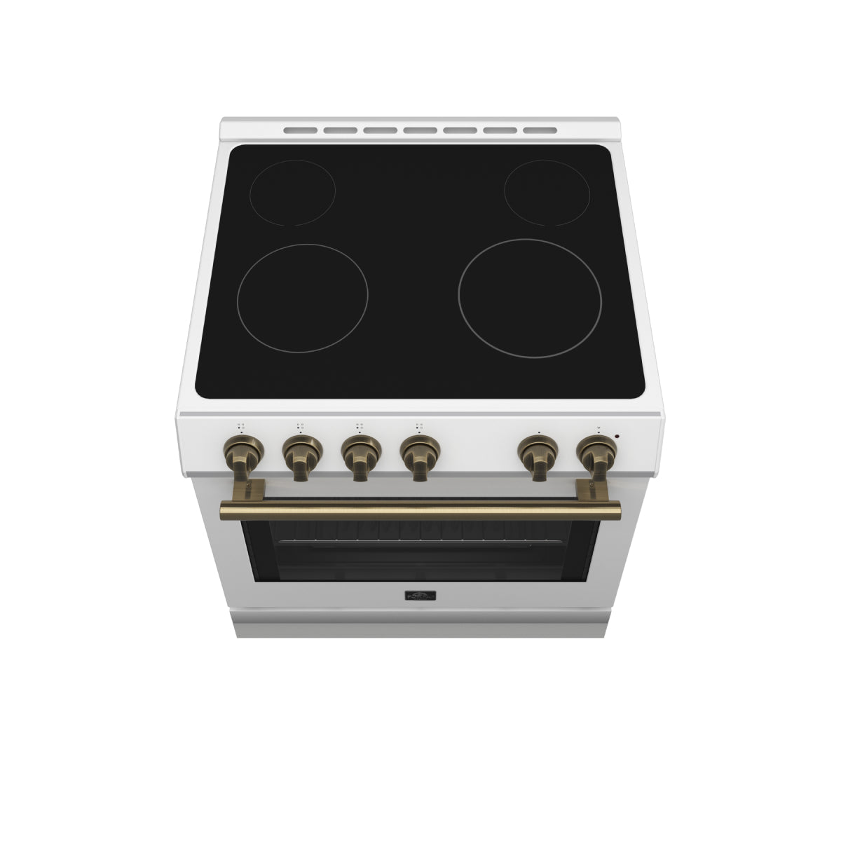 FORNO Espresso Leonardo 30" 5 cu. ft. Electric Range in White with Antique Brass Handles, FFSEL6012-30WHT