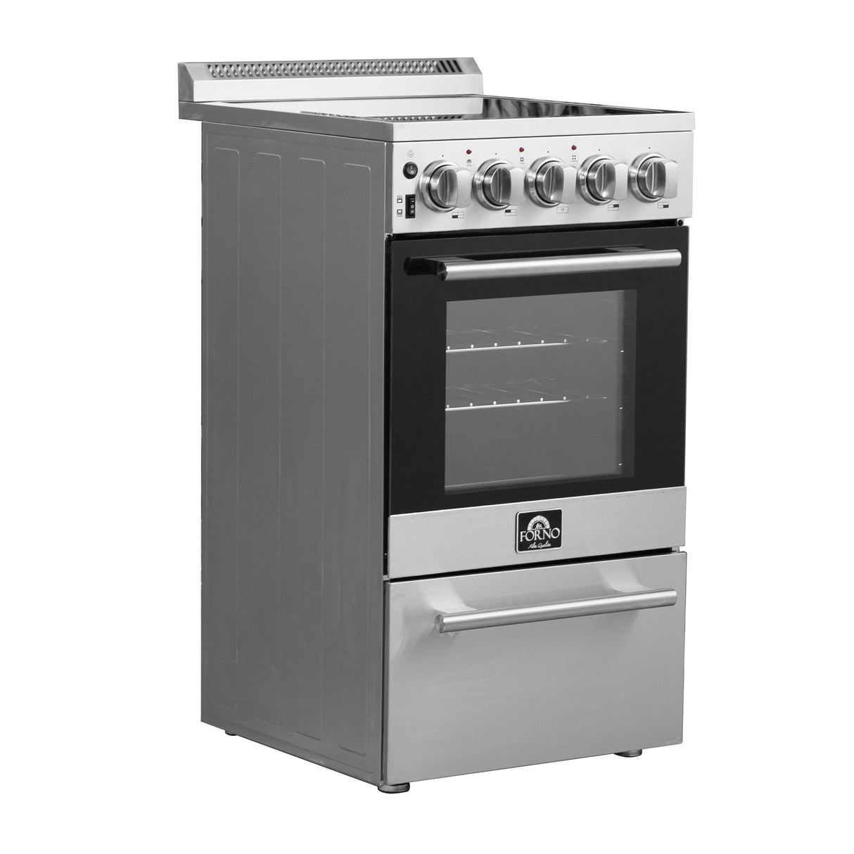 FORNO Pallerno 20" 2.05 cu.ft. Freestanding Electric Range with 4 Elements in Stainless Steel, FFSEL6052-20