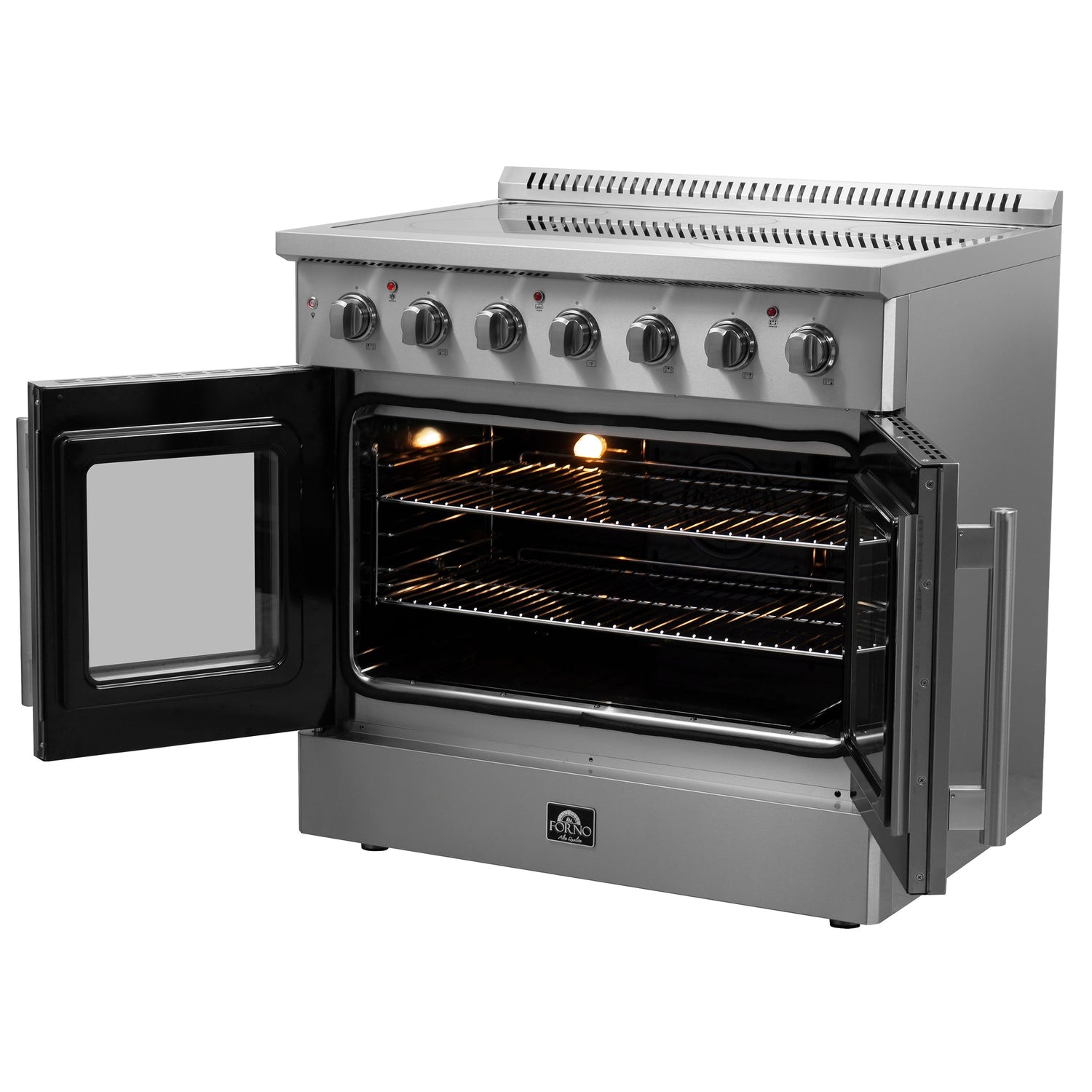FORNO Galiano 36" 5.36 cu. ft. Freestanding Electric Range with French Door in Stainless Steel, FFSEL6917-36