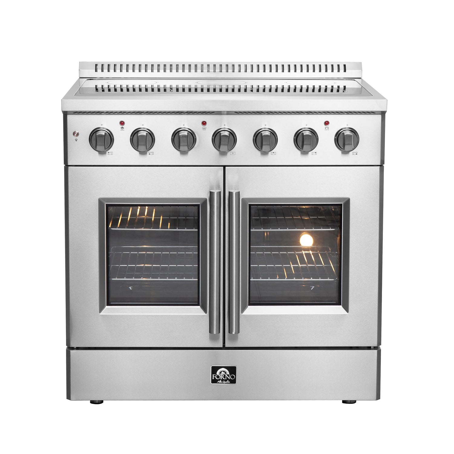FORNO Galiano 36" 5.36 cu. ft. Freestanding Electric Range with French Door in Stainless Steel, FFSEL6917-36