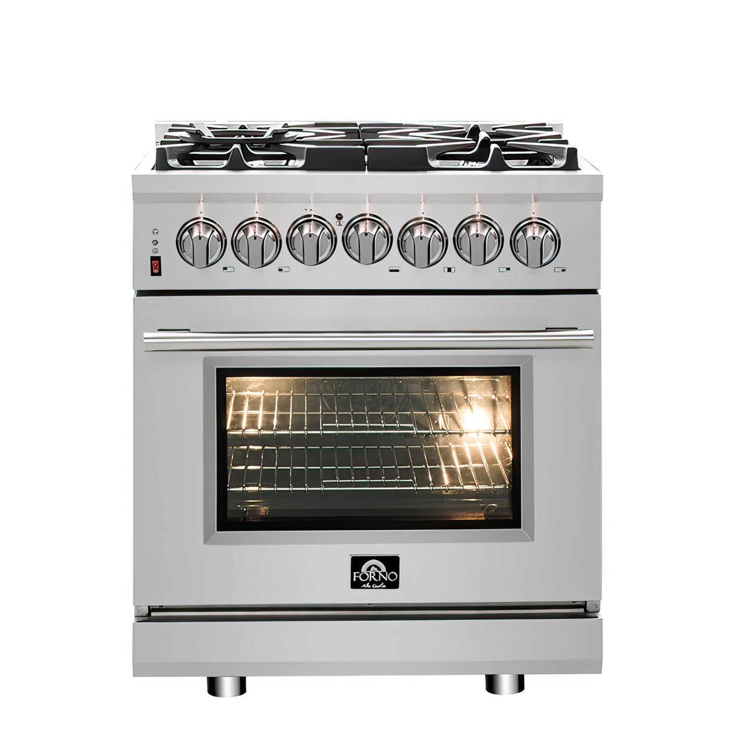 FORNO Appliance Package - 30" Dual Fuel Range, 30" Range Hood, Dishwasher, Microwave Drawer, AP-FFSGS6125-30-W-6