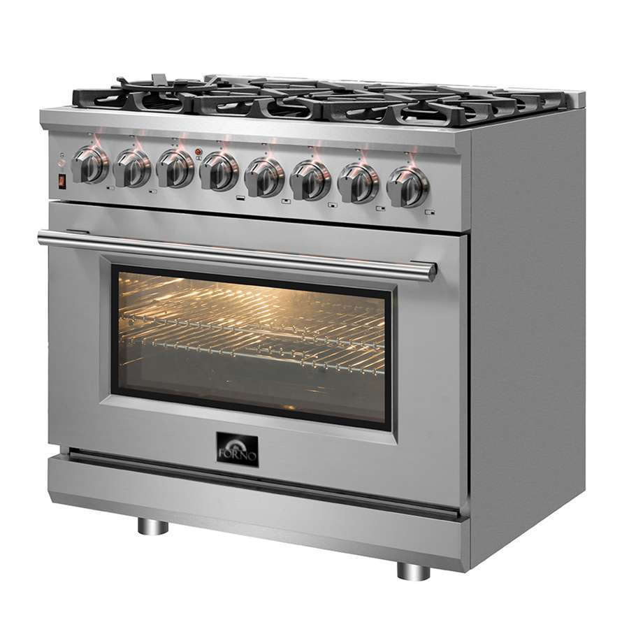 FORNO Massimo 36″ 5.36 cu. ft. Freestanding Dual Fuel Range with 6 Burners, FFSGS6125-36