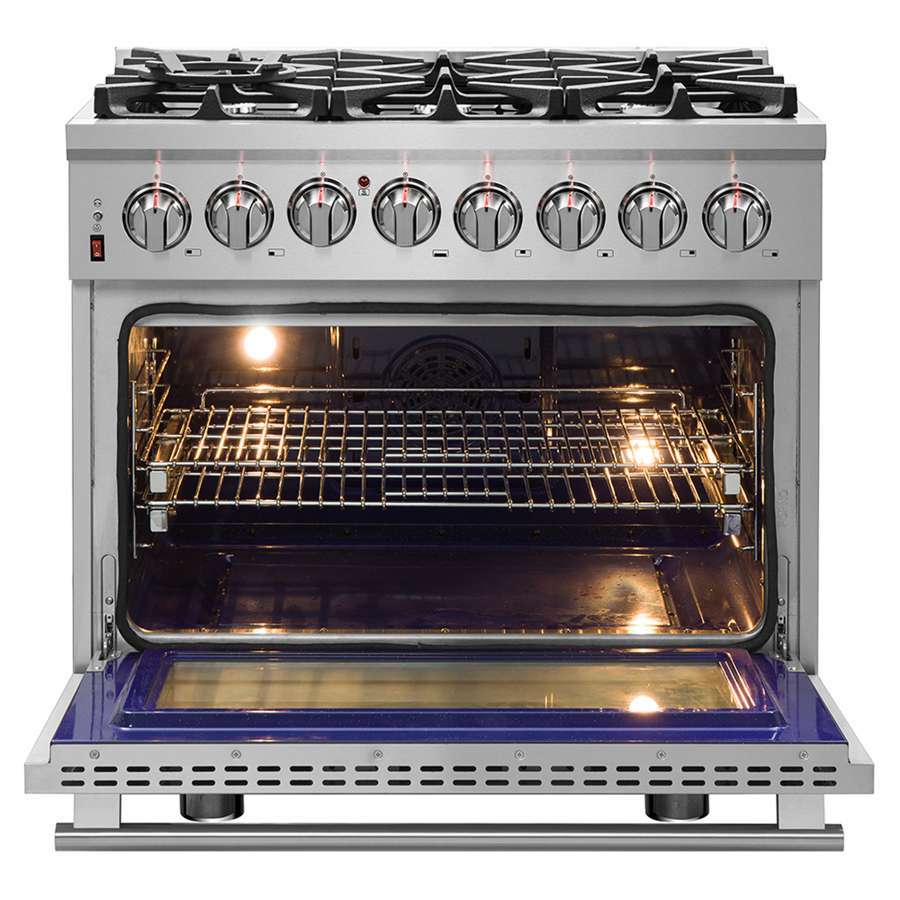 FORNO Massimo 36″ 5.36 cu. ft. Freestanding Dual Fuel Range with 6 Burners, FFSGS6125-36