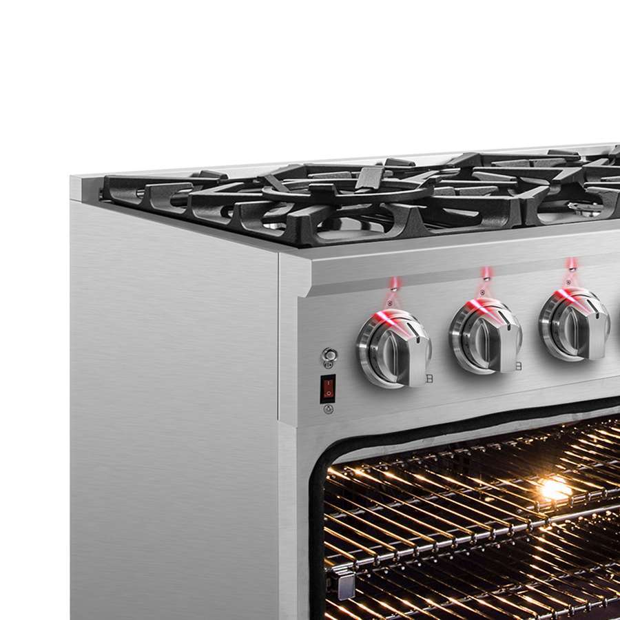 FORNO Massimo 36″ 5.36 cu. ft. Freestanding Dual Fuel Range with 6 Burners, FFSGS6125-36
