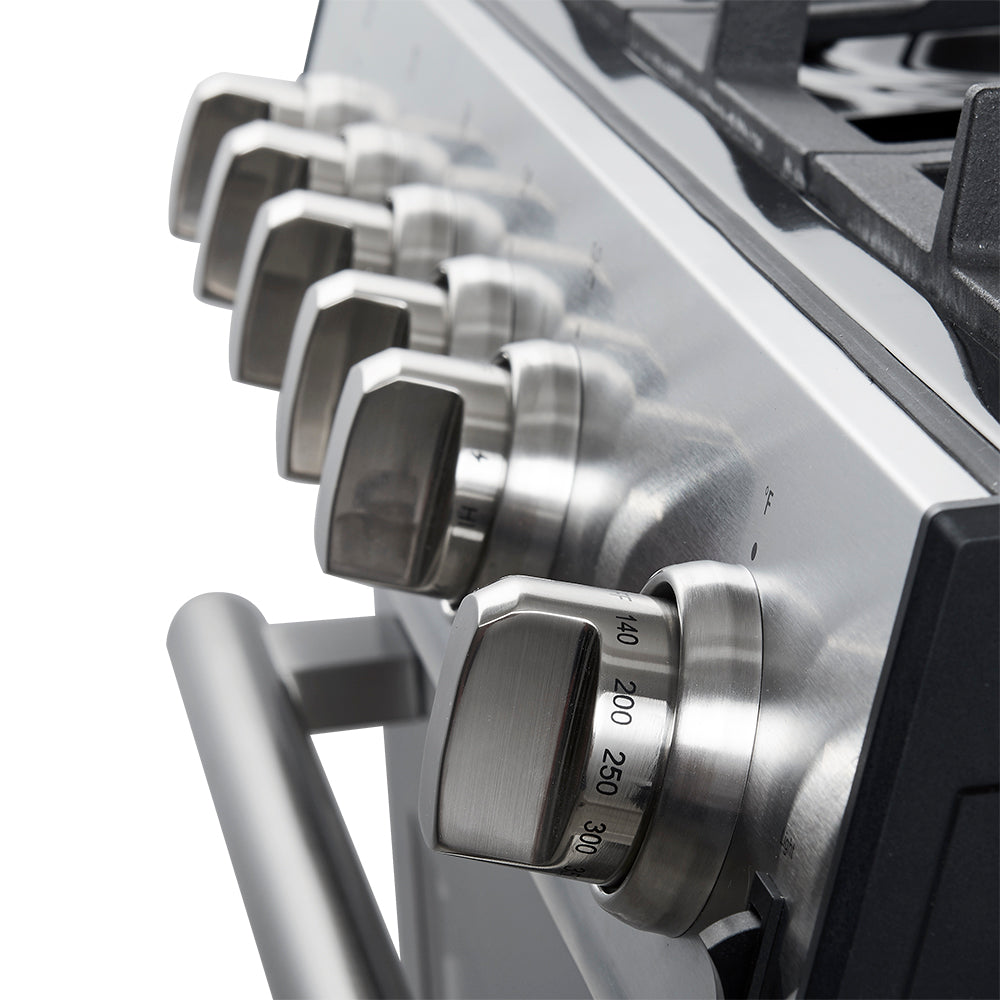 FORNO Espresso Leonardo 30" 5 cu. ft. Gas Range in Stainless Steel with Silver Handles, FFSGS1116-30