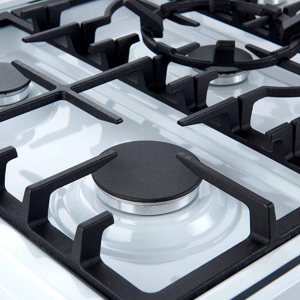 FORNO Espresso Leonardo 30" 5 cu. ft. Gas Range in White with Silver Handles, FFSGS1116-30WHT