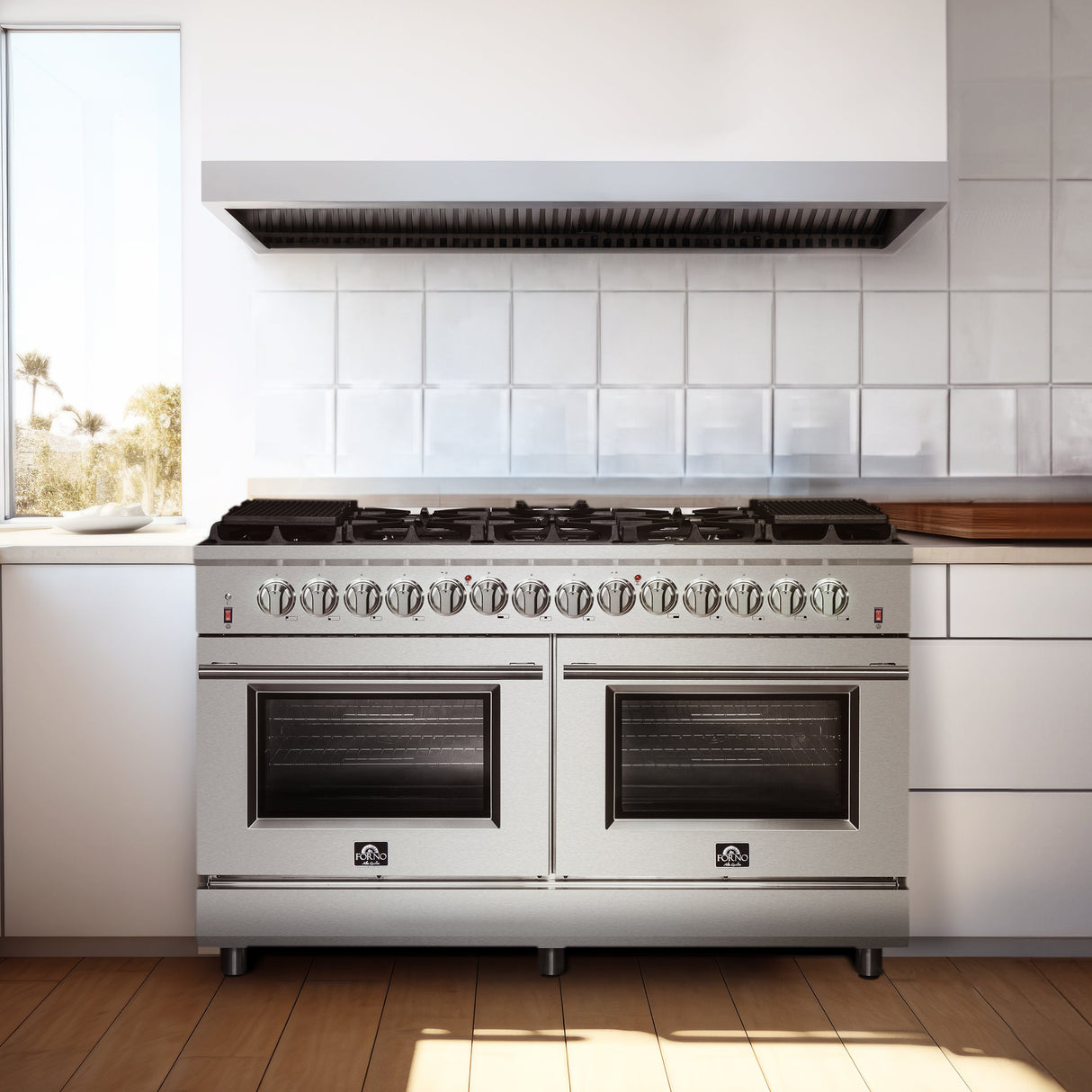 FORNO Massimo 60″ 8.64 cu. ft. Freestanding Dual Fuel Range with 10 Burners, FFSGS6125-60