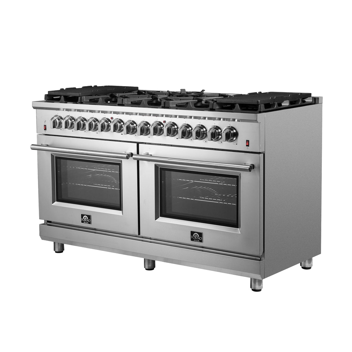 FORNO Massimo 60″ 8.64 cu. ft. Freestanding Dual Fuel Range with 10 Burners, FFSGS6125-60