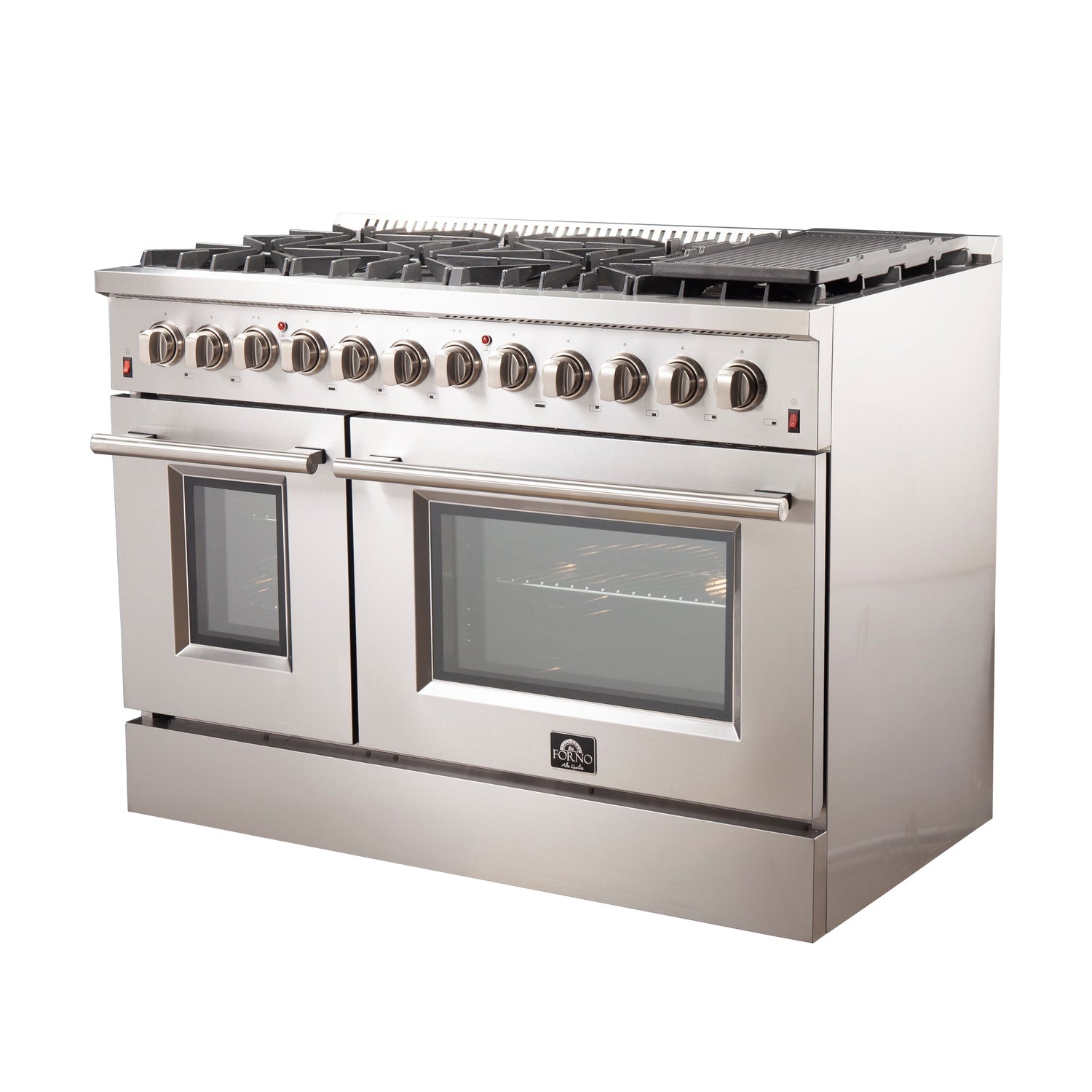 FORNO Galiano 48" 6.58 cu. ft. Dual Fuel Range with 8 Italian Burners in Stainless Steel, FFSGS6156-48