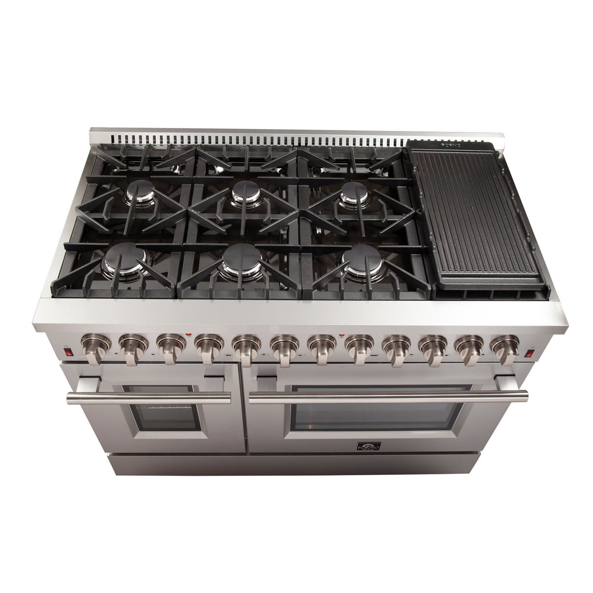 FORNO Galiano 48" 6.58 cu. ft. Dual Fuel Range with 8 Italian Burners in Stainless Steel, FFSGS6156-48