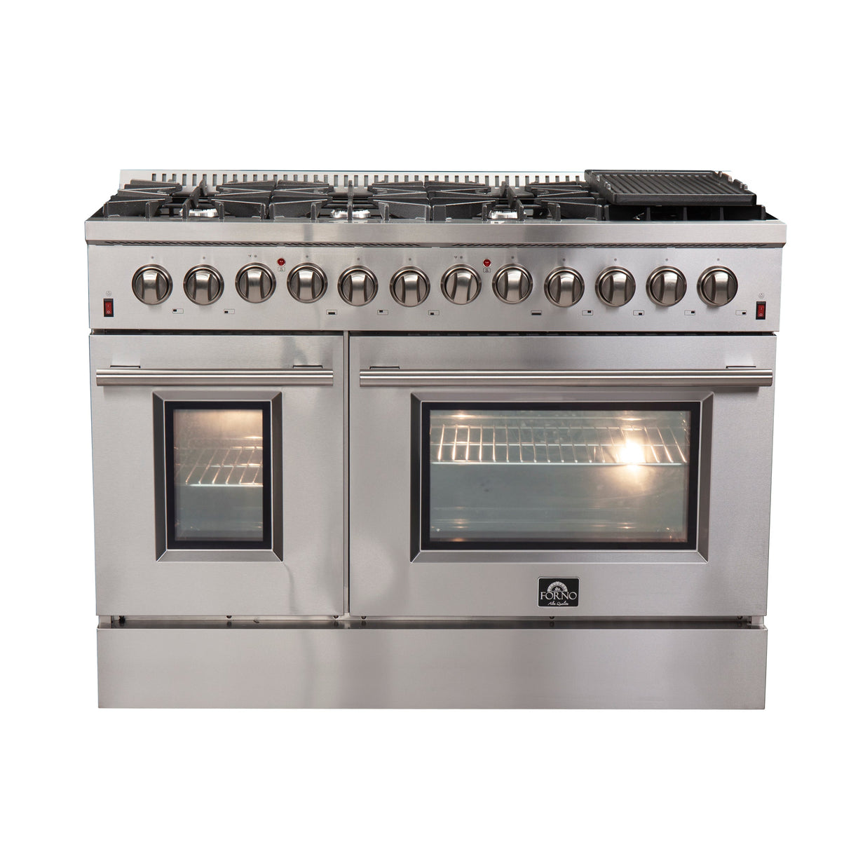 FORNO Galiano 48" 6.58 cu. ft. Dual Fuel Range with 8 Italian Burners in Stainless Steel, FFSGS6156-48