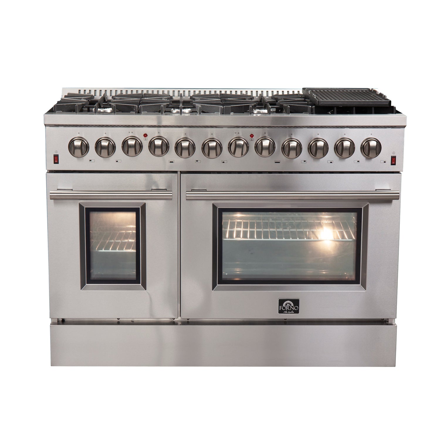 FORNO Galiano 48" 6.58 cu. ft. Dual Fuel Range with 8 Italian Burners in Stainless Steel, FFSGS6156-48