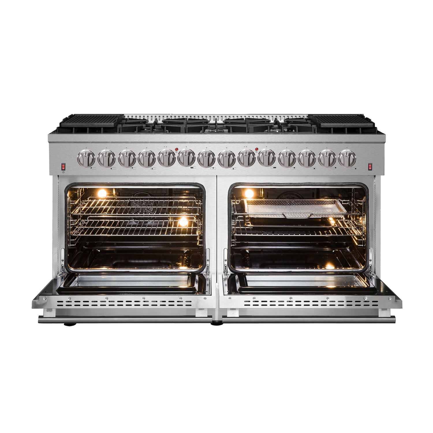 FORNO Galiano 60" 8.64 cu. ft. Dual Fuel Range with 10 Italian Burners in Stainless Steel, FFSGS6156-60