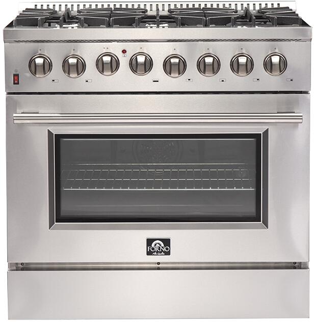 FORNO Appliance Package- 36 Inch Dual Fuel Range, Wall Mount Range Hood, AP-FFSGS6156-36