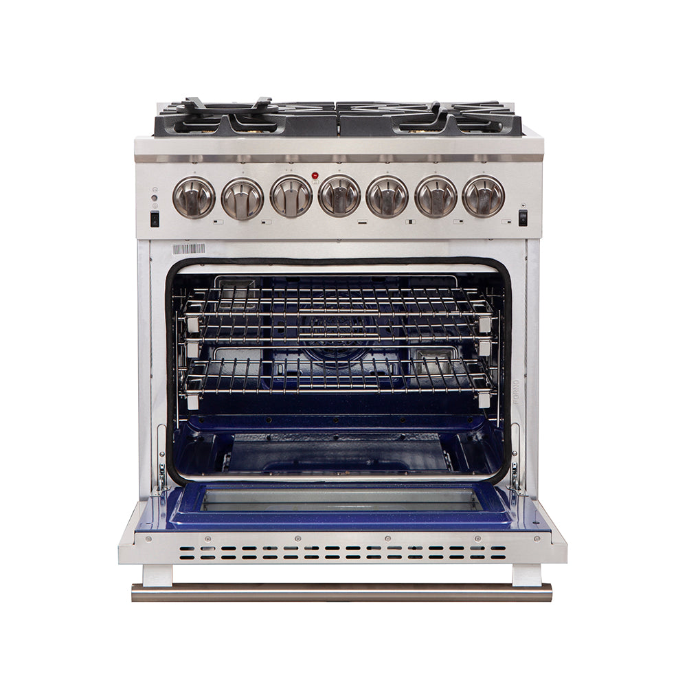 FORNO Capriasca 30" 4.32 cu. ft. Dual Fuel Range with 5 Italian Burners in Stainless Steel, FFSGS6187-30