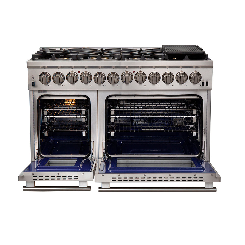 FORNO Capriasca 48" 6.58 cu. ft. Dual Fuel Range with 8 Italian Burners in Stainless Steel, FFSGS6187-48