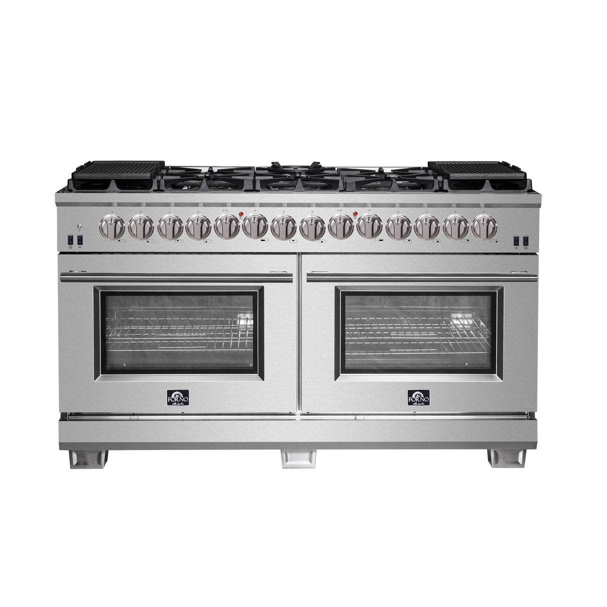 FORNO Capriasca 60" 8.64 cu. ft. Dual Fuel Range with 10 Italian Burners in Stainless Steel, FFSGS6187-60