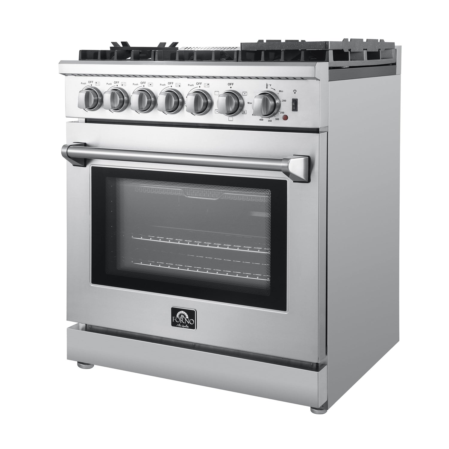 FORNO Lazio 30" 4.32 cu. ft. Dual Fuel Range with 5 Italian Burners in Stainless Steel, FFSGS6196-30