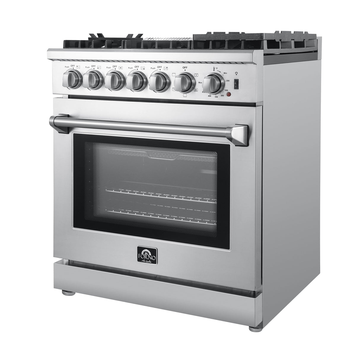 FORNO Lazio 30" 4.32 cu. ft. Dual Fuel Range with 5 Italian Burners in Stainless Steel, FFSGS6196-30