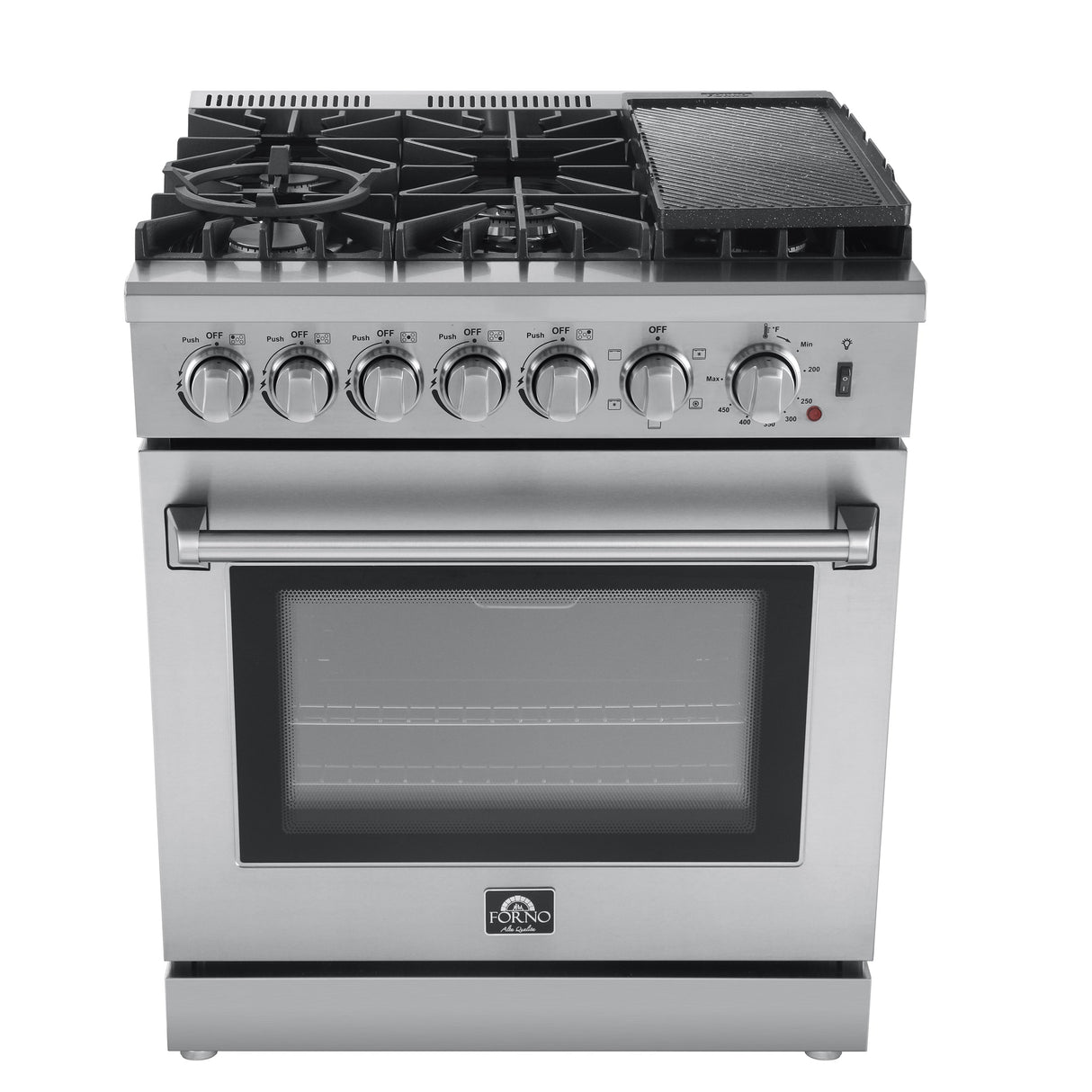 FORNO Lazio 30" 4.32 cu. ft. Dual Fuel Range with 5 Italian Burners in Stainless Steel, FFSGS6196-30