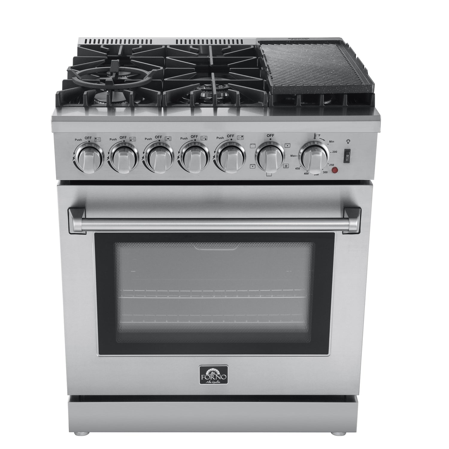 FORNO Lazio 30" 4.32 cu. ft. Dual Fuel Range with 5 Italian Burners in Stainless Steel, FFSGS6196-30