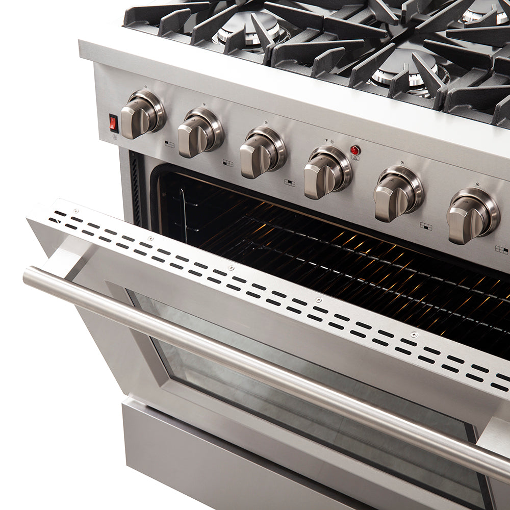 FORNO Galiano 36" 5.36 cu. ft. Gas Range with 6 Italian Burners in Stainless Steel, FFSGS6244-36