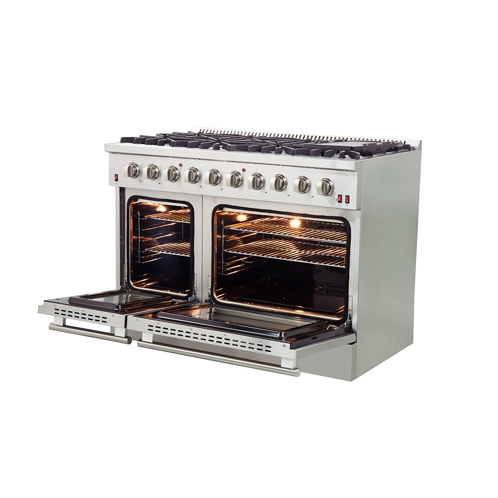 FORNO Galiano 48" 6.58 cu. ft. Gas Range with 8 Italian Burners in Stainless Steel, FFSGS6244-48