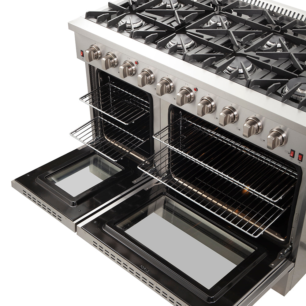 FORNO Galiano 48" 6.58 cu. ft. Gas Range with 8 Italian Burners in Stainless Steel, FFSGS6244-48