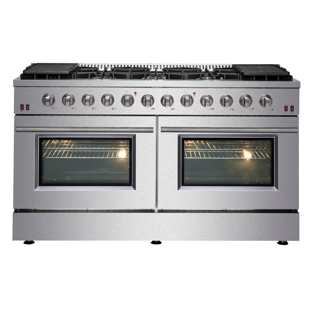 FORNO Galiano 60" 8.64 cu. ft. Gas Range with 10 Italian Burners in Stainless Steel, FFSGS6244-60